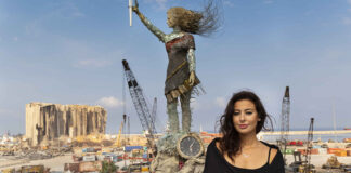 Estatua hecha con restos de la explosión en Beirut - NA