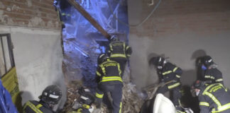 Edificio en rehabilitación en Madrid derrumbado