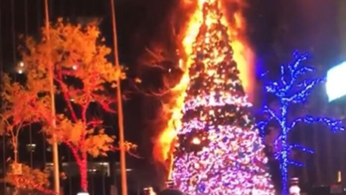 Incendian árbol de navidad en Manhattan - NA