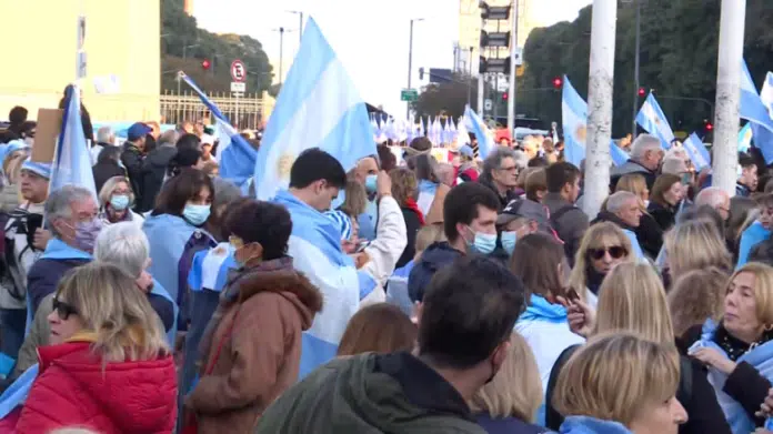 protesta en el centro de Buenos Aires
