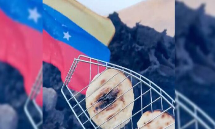 Venezolano cocinó arepas cerca de un volcán