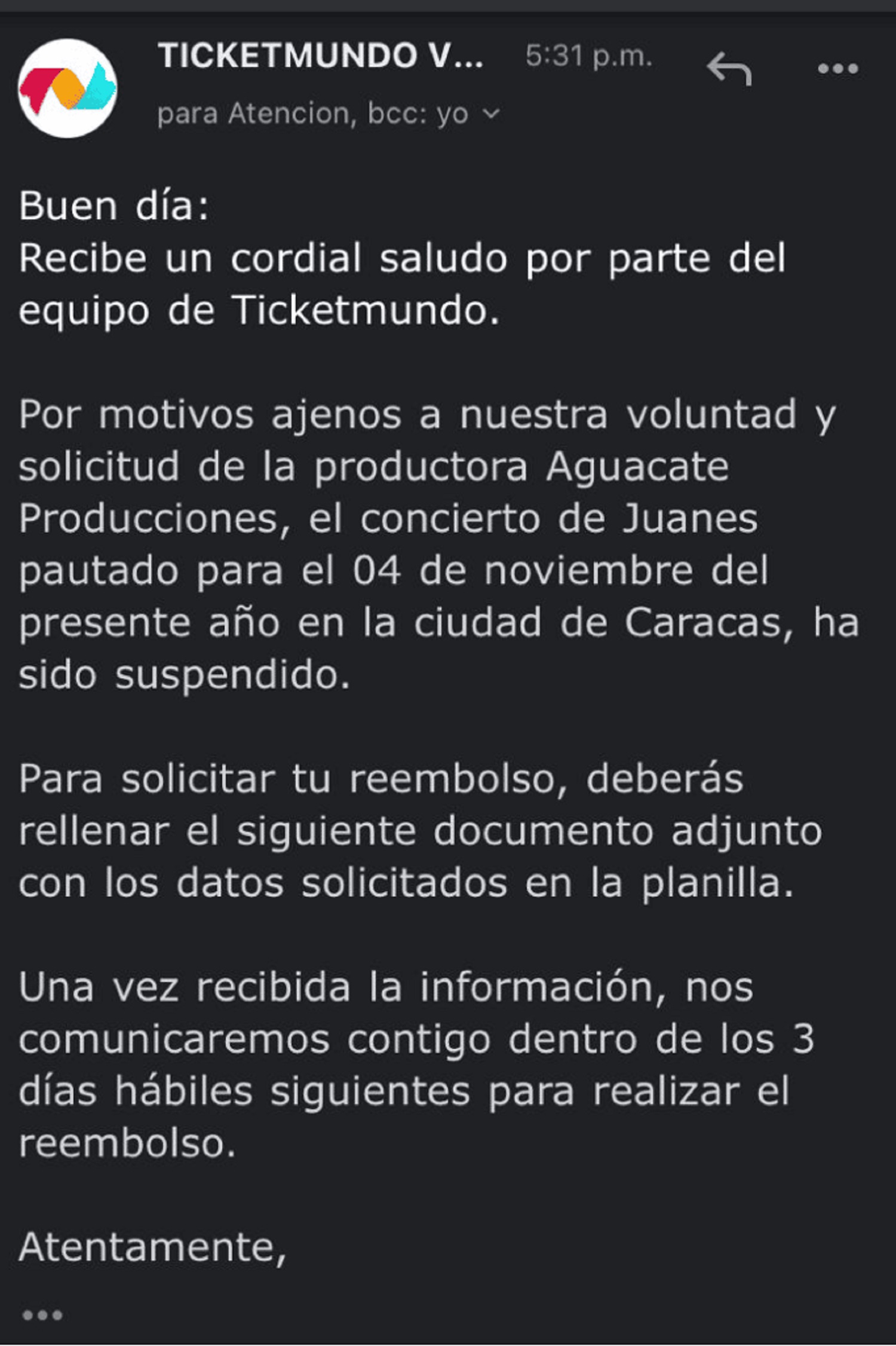 suspenden concierto de Juanes