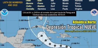 Depresión tropical “nueve”