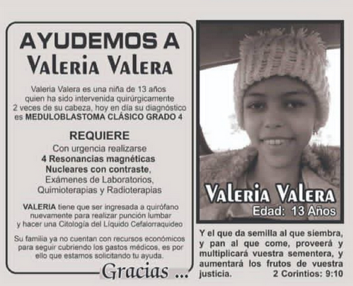 Servicio Público: Valeria Valera necesita de tu granito de arena