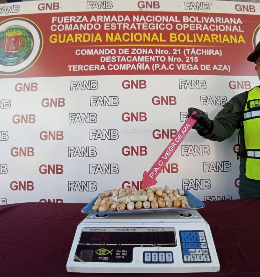 Táchira: Detenido sujeto con más de un kilo de droga en su organismo