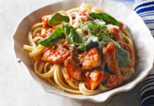 pasta pollo espinacas