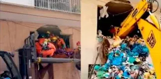 Rescatan un hombre de 250 kilos que estaba atrapado entre basura en su casa