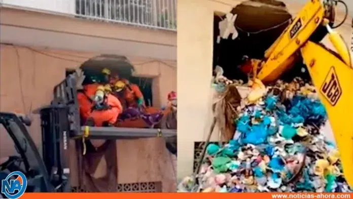 Rescatan un hombre de 250 kilos que estaba atrapado entre basura en su casa