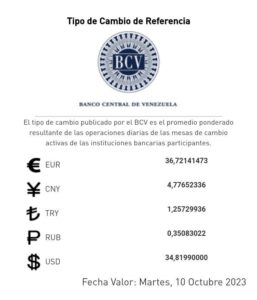 Dólar BCV 09 Octubre