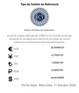 Dólar BCV 10 Octubre