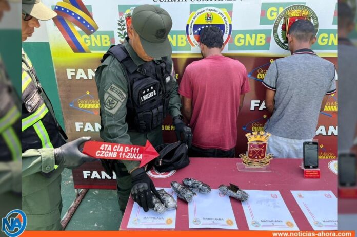 GNB Zulia reporta dos detenidos con presunta droga en San Francisco