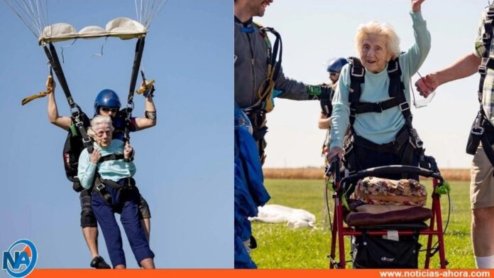 Mujer de 104 años murió días después de batir récord mundial al saltar en paracaídas