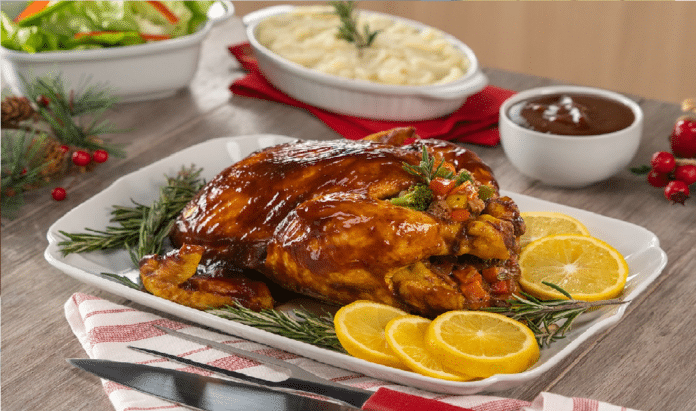 Pollo relleno para la cena de Navidad