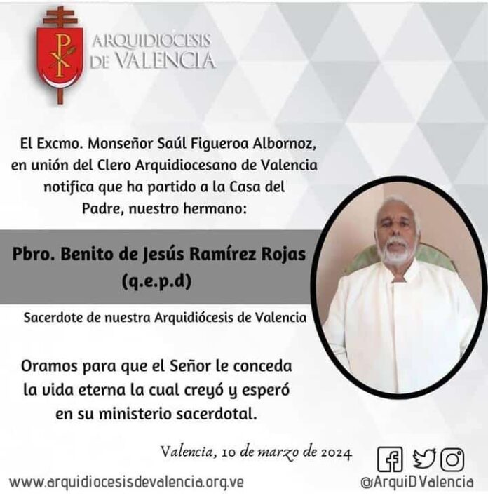 Fallece padre Benito de Jesús Ramírez