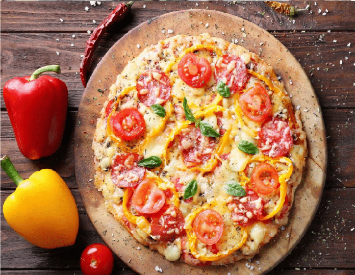 pizza vegana a base de coliflor