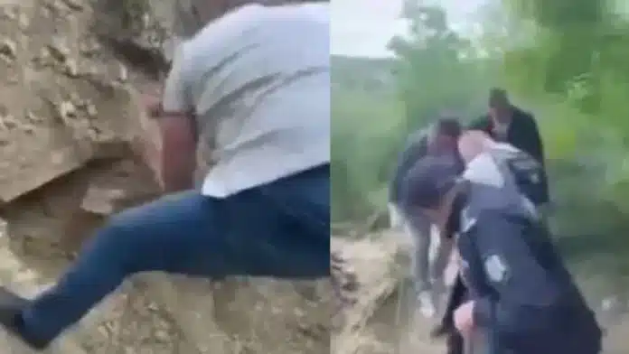 Policía rescatan hombre enterrado