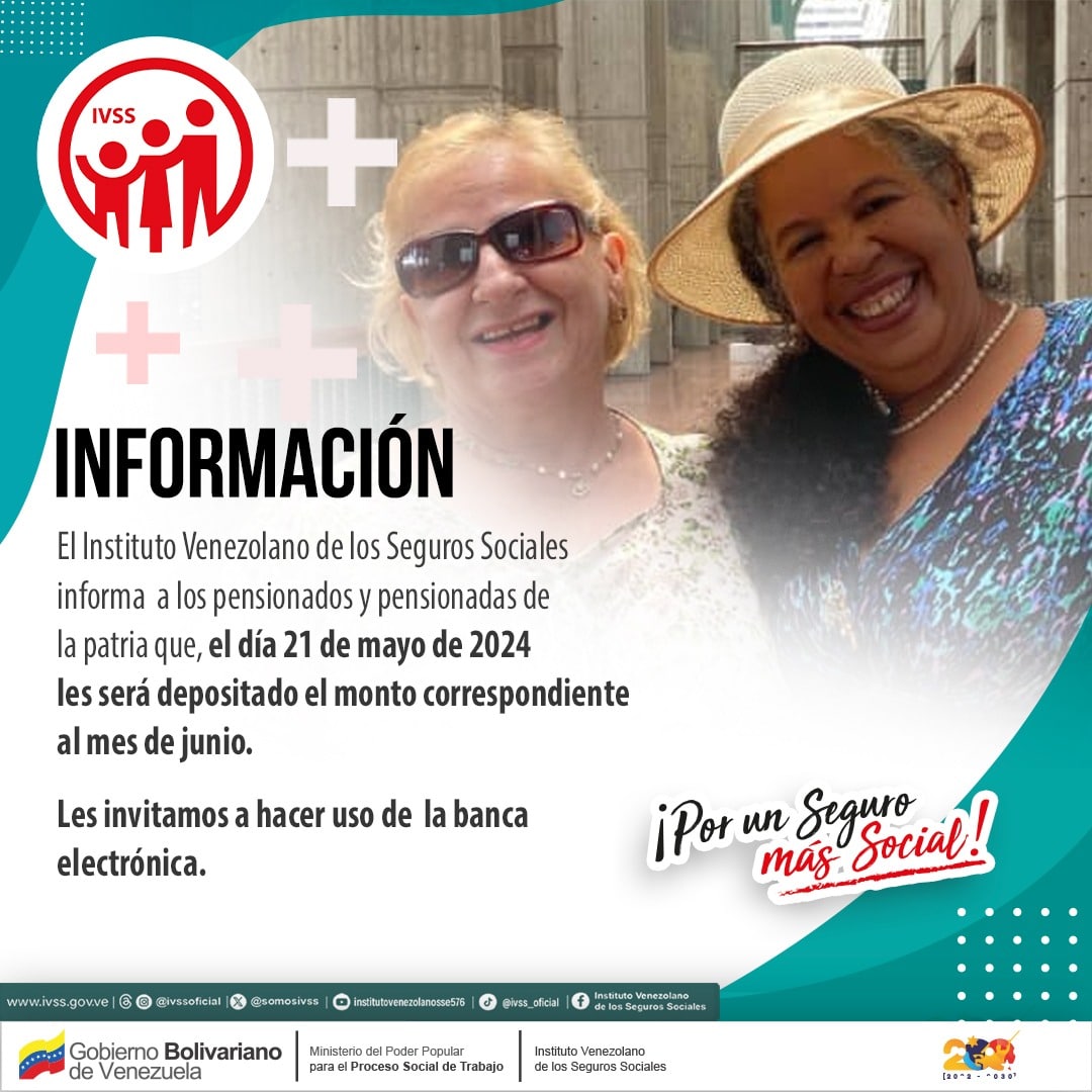Pago de la pensión del IVSS será este martes 21 de mayo 