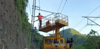 vía única en la línea ferroviaria Caracas-Cúa