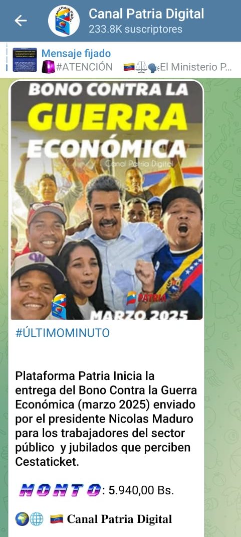 Bono Contra la Guerra Económica (marzo 2025).0