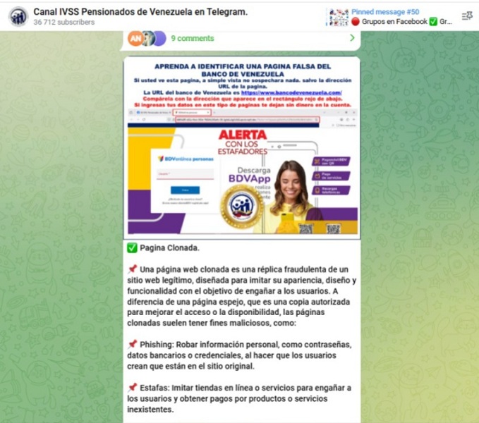 IVSS advierte página falsa del Banco de Venezuela.0