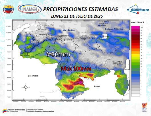 Clima en Venezuela 21 julio INAMEH.1