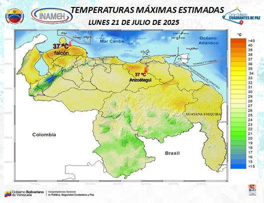 Clima en Venezuela 21 julio INAMEH.2