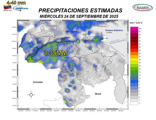 Pronóstico tiempo hoy 24 de septiembre en Venezuela.3