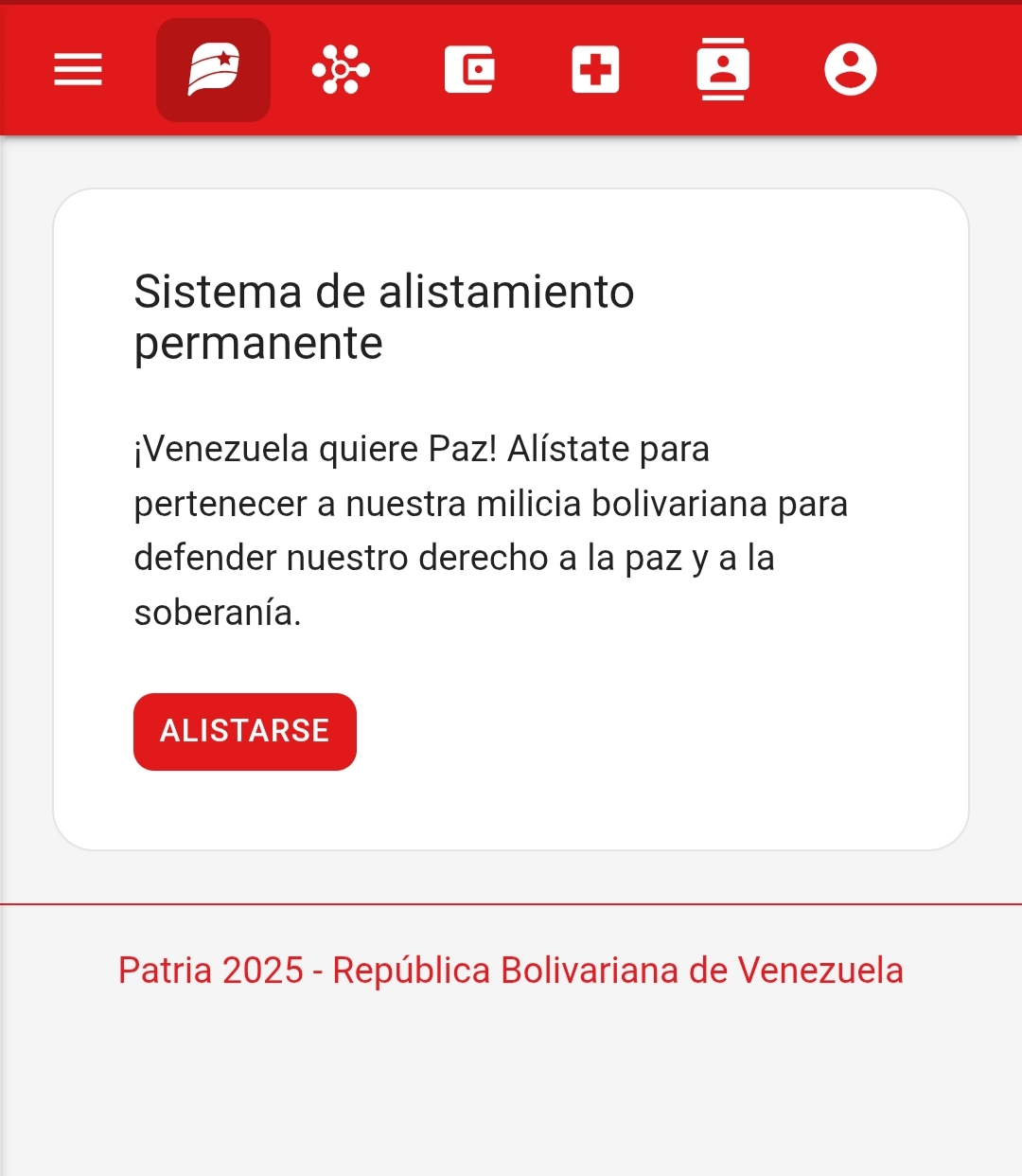Plataforma Patria registro milicianos
