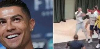 Cristiano Ronaldo empuja a un fan