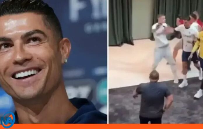 Cristiano Ronaldo empuja a un fan Cristiano Ronaldo empuja a un fan