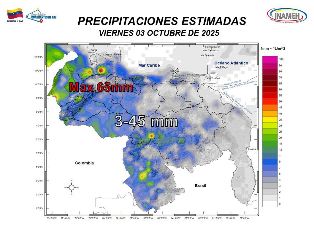 Clima en Venezuela hoy 3 Octubre