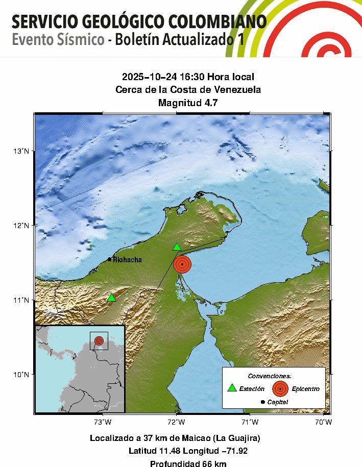 Sismo 4.7 Costas del Norte de Venezuela.0