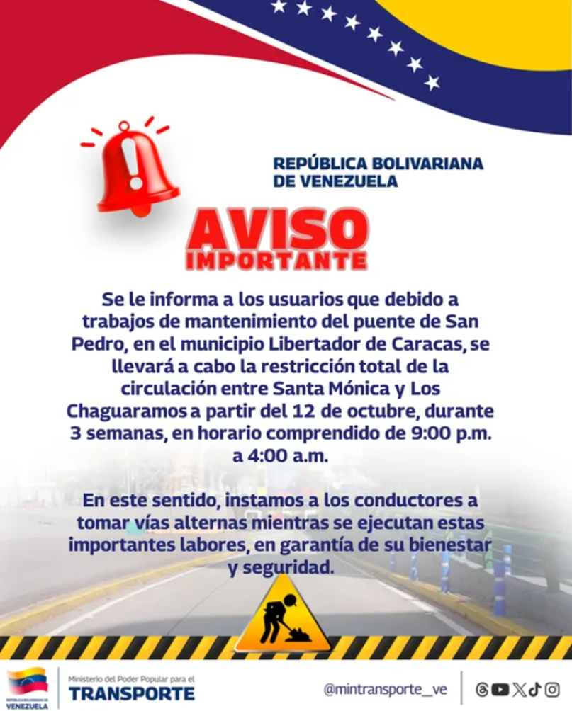 cierre nocturno Caracas