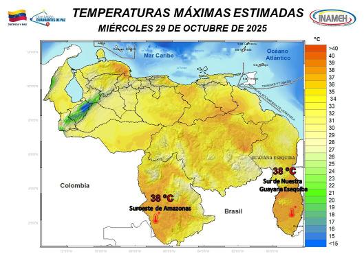 Venezuela hoy 29 de octubre según INAMEH. 2-2
