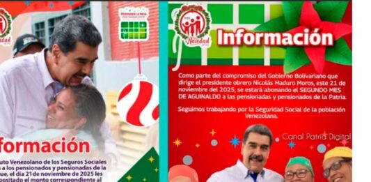 IVSS Anuncia pago pensión y segundo mes aguinaldo