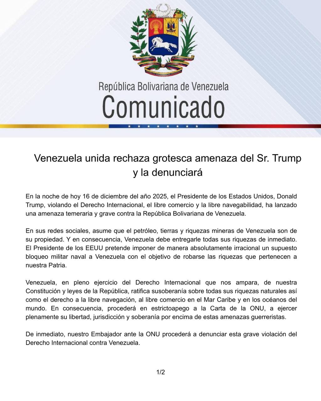 Venezuela repudia estrategia militar de Trump-1-2