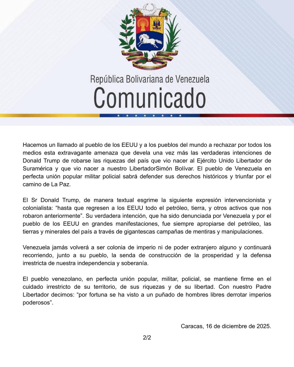Venezuela repudia estrategia militar de Trump-2-2