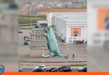 Fuertes vientos derriban réplica la estatua de la Libertad en Brasil