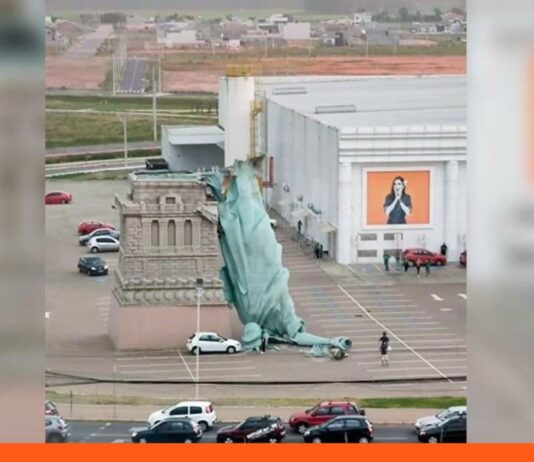 Fuertes vientos derriban réplica la estatua de la Libertad en Brasil