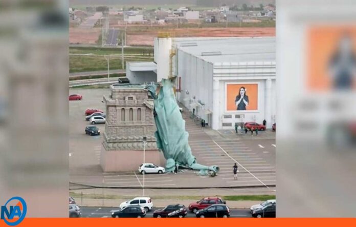 Fuertes vientos derriban réplica la estatua de la Libertad en Brasil