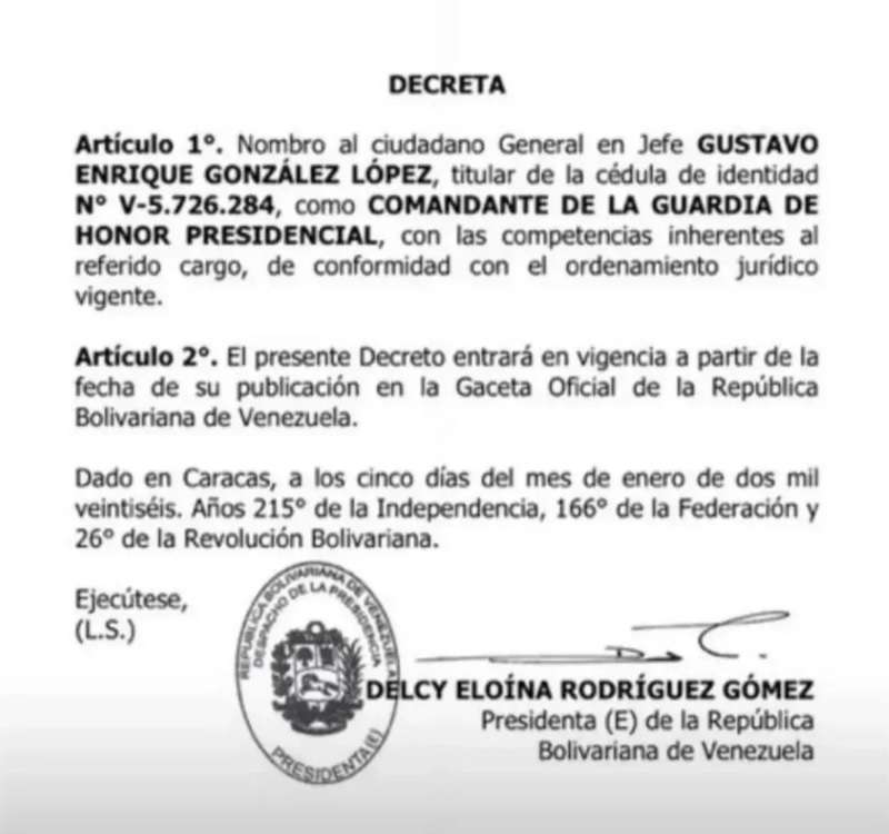 Gustavo González López comandante Guardia de Honor Presidencial