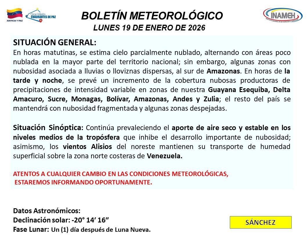 Así amanece el clima en Venezuela0-1-3