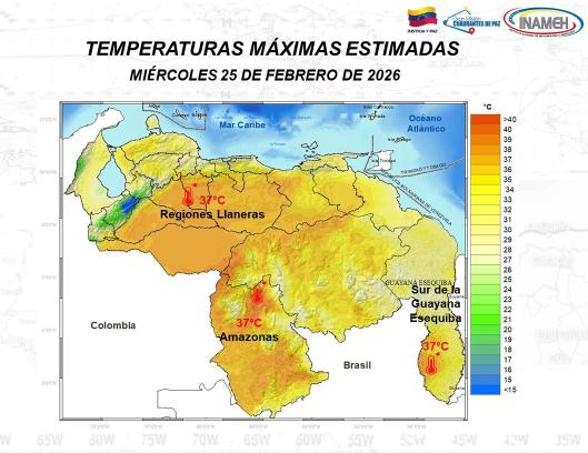 Clima en Venezuela hoy 25 de febrero 2-3