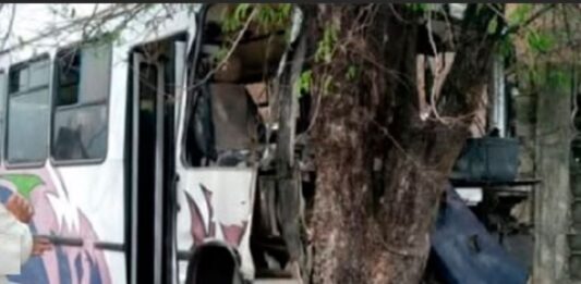 Choque de buseta contra un árbol en Guárico