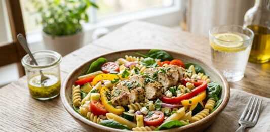 receta ensalada de pollo y pasta