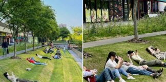 Shanghái: parque urbano empleados para dormir