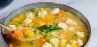 Sopa de pollo con vegetales