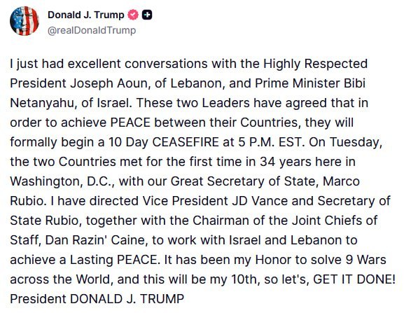Trump alto el fuego Israel Líbano2
