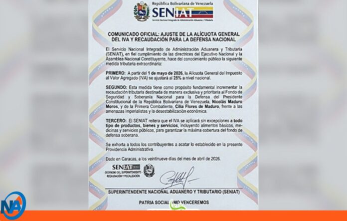 Seniat aumento IVA Seniat aumento IVA