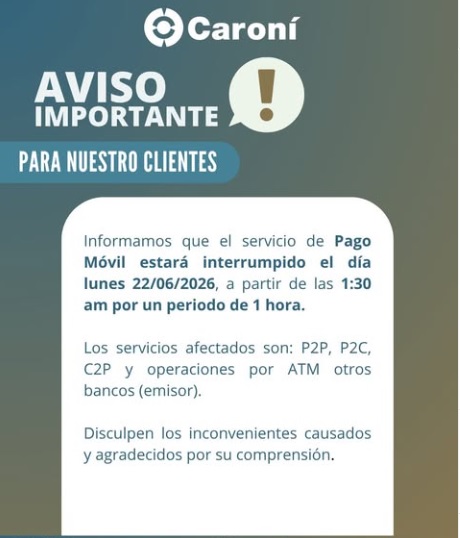 banco caroní suspenderá pago movil